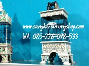 Sangkar Pleci Ukiran Jepara Warna Putih