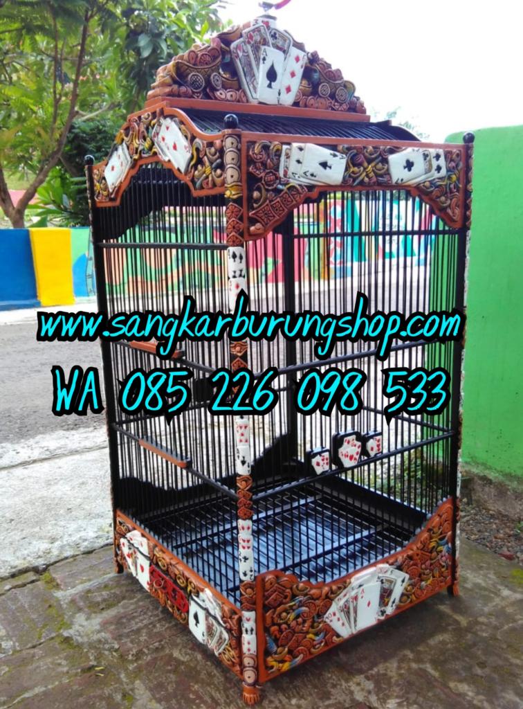 Jual Sangkar Ukir Kenari Motif Kartu