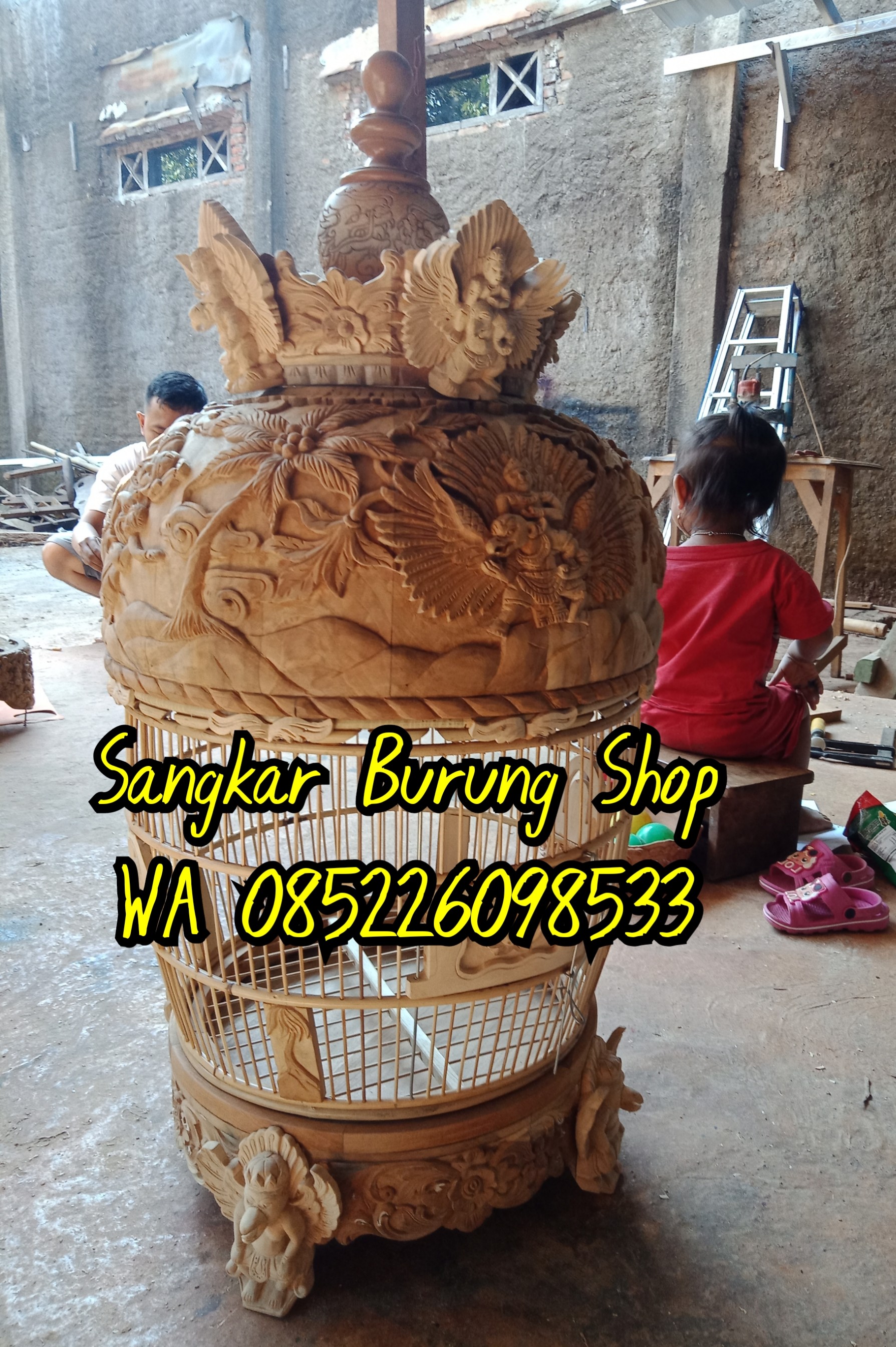 Sangkar perkutut ukir kayu jati