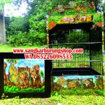 Sangkar Burung Ukir Jepara Motif Monyet Cukit Kotak