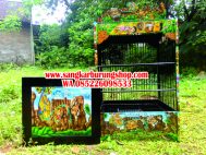 Sangkar Burung Ukir Jepara Motif Monyet Cukit Kotak