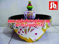Tebok Lovebird Ukiran Cukit Motif Kartu