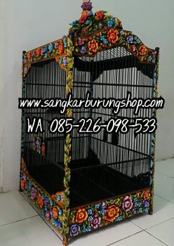 Sangkar Ukir Bunga Mawar Cungkok